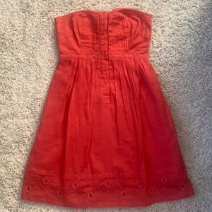 Maeve Anthropologie strapless coral red dress - 6